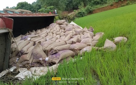 ।। ମକାଘାଟିର ତଳ ବ୍ରିଜ ରେ ପି ଡି ଏସ ଚାଉଳ  ଗାଡି ଭାରଶ୍ୟାମ ହରାଇ ଓଲଟିଲା ।।