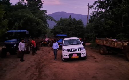 ।। ଚନ୍ଦ୍ରପୁର ତହସିଲଦାର ଓ ଆରଆଇ ଙ୍କ ଚଢ଼ାଉ ୭ଟି ଟ୍ରାକ୍ଟର ଧରି ଜରିମାନା ଆଦାୟ ।।