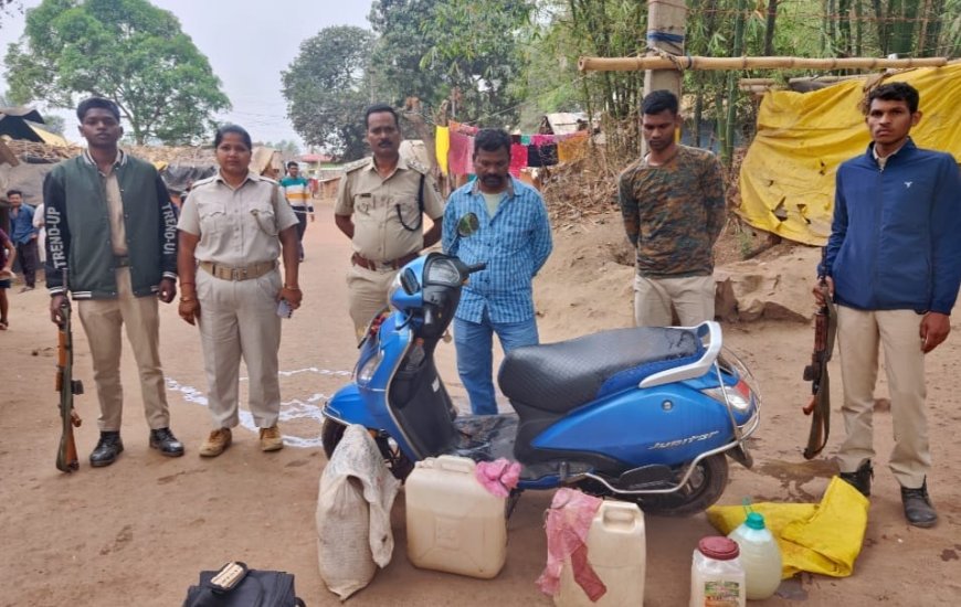 ହିର୍ଲି ଡଙ୍ଗରି ଗ୍ରାମରେ ୬୦ ଲିଟର ସଲପ ମଦ ଜବତ