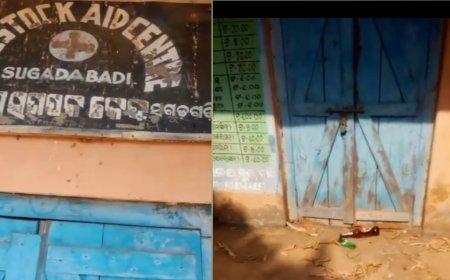 ସୁଗଡ଼ବାଡ଼ି ପଶୁ ଚିକିତ୍ସାଳୟ ରେ ଦୀର୍ଘଦିନ ରୁ ପଡ଼ି ରହିଛି ତାଲା.. ଆସୁନାହାନ୍ତି କର୍ମଚାରୀ ସୁନନ୍ଦା ପାଢ଼ୀ..ଆସୁଛି ମଦ ବୋତଲ
