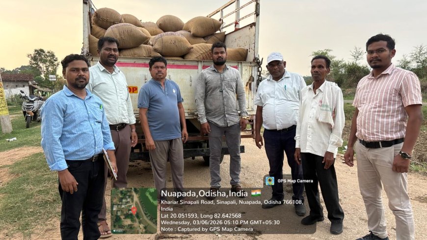 ନୂଆପଡ଼ାରେ ଧାନର ଅବୈଧ ମହଜୁଦ ଓ ପରିବହନ ବିରୋଧରେ କଡ଼ା କାର୍ଯ୍ୟାନୁଷ୍ଠାନ: ୪୬ କ୍ୱିଣ୍ଟାଲ ଧାନ ଜବତ