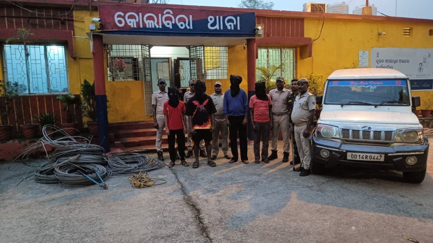 ପୁଲିସ ହାବୁଡ଼ରେ ବିଦ୍ୟୁତ ତାର ଚୋର ଗ୍ୟାଙ୍ଗ ; ୪ ଗିରଫ, ସାମଗ୍ରୀ ଜବତ୍