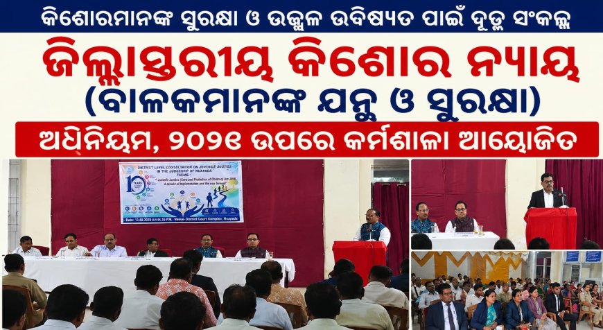 ଜିଲ୍ଲାସ୍ତରୀୟ କିଶୋର ନ୍ୟାୟ (ବାଳକମାନଙ୍କ ଯତ୍ନ ଓ ସୁରକ୍ଷା) ଅଧିନିୟମ,  ୨୦୧୫ ଉପରେ କର୍ମଶାଳା ଆୟୋଜିତ