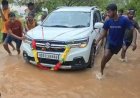 Car Swept Away in Floodwater in Udala
